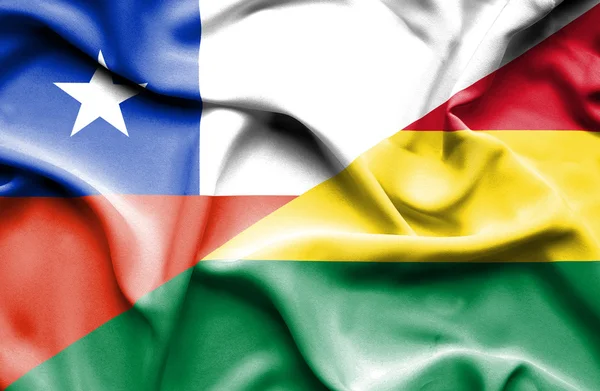 Waving flag of Bolivia and Chile — Stock Photo, Image
