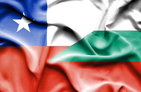 Waving flag of Bulgaria and Chile — Stock Photo, Image