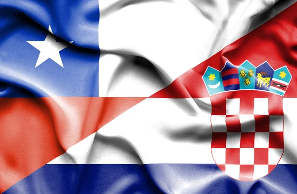 Flagge von Kroatien und Chile schwenken — Stockfoto