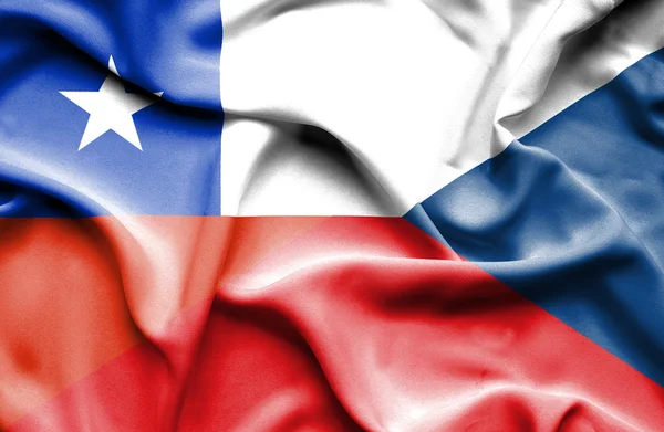 Bandera ondeante de República Checa y Chile — Foto de Stock