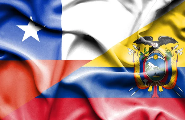 Waving flag of Ecuador and Chile — Stock Photo, Image