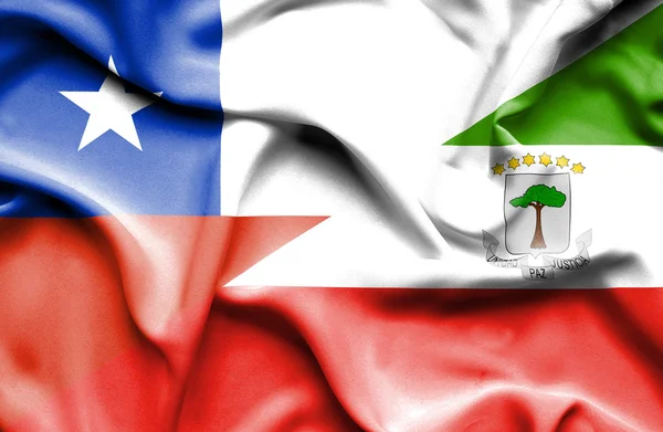 Bandeira ondulante de Giuinea Equatorial e Chile — Fotografia de Stock