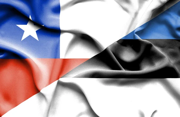 Bølgende flag af Estland og Chile - Stock-foto