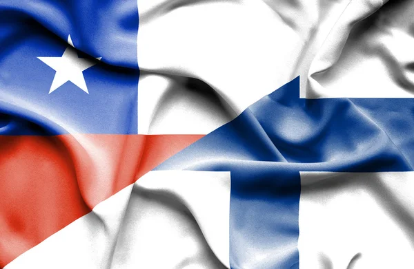 Waving flag of Finland and Chile — Stock Photo, Image