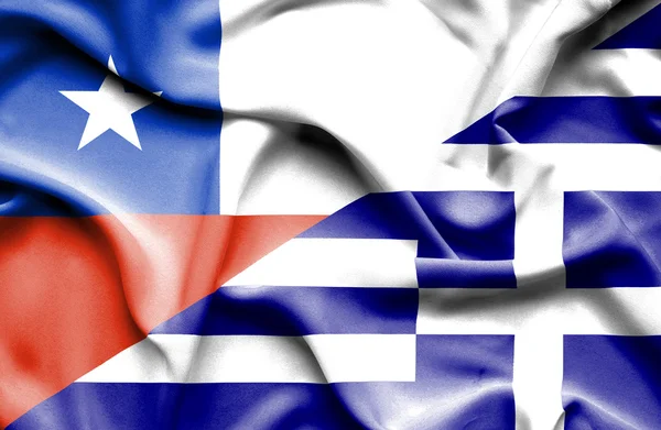 Κουνώντας τη σημαία της Ελλάδας και της Χιλής — Φωτογραφία Αρχείου