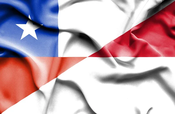 Bandera ondeante de Indonesia y Chile — Foto de Stock