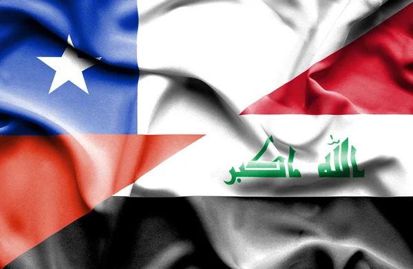 Vlající vlajka Iráku a Chile — Stock fotografie