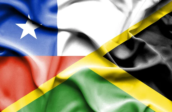 牙买加和智利那飘扬的旗帜 — 图库照片