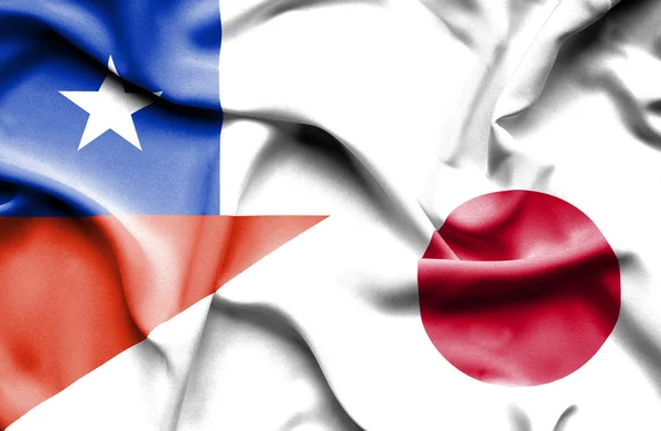 Drapeau agitant du Japon et du Chili — Photo