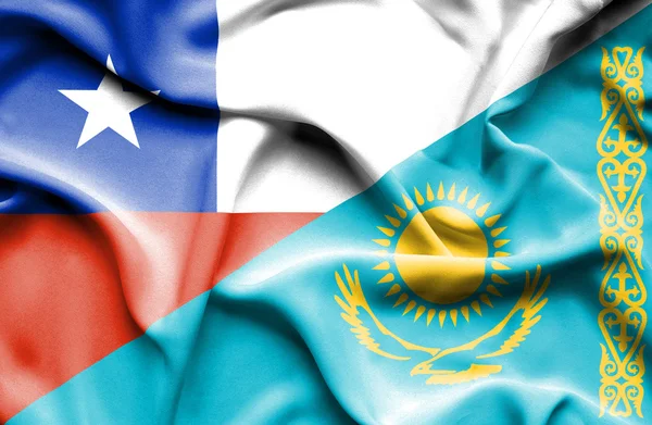 Bandeira acenando do Cazaquistão e Chile — Fotografia de Stock
