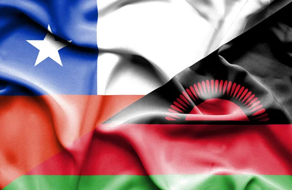 Waving flag of Malawi and Chile — Stock Photo, Image