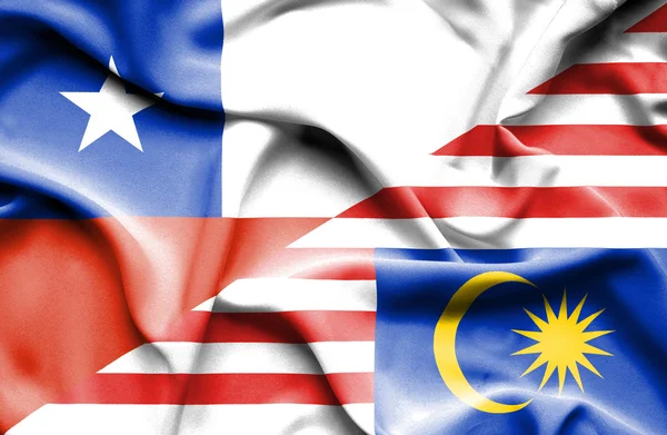 Waving flag of Malaysia and Chile — Stock Photo, Image
