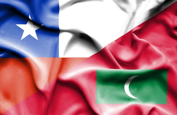 Waving flag of Maldives and Chile — Stock Photo, Image