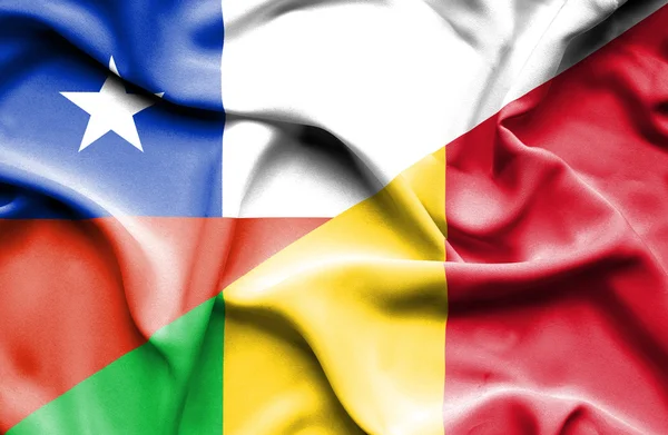 Waving flag of Mali and Chile — Stock Photo, Image