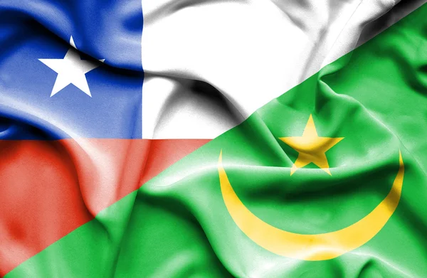 Waving flag of Mauritania and Chile — Stock Photo, Image
