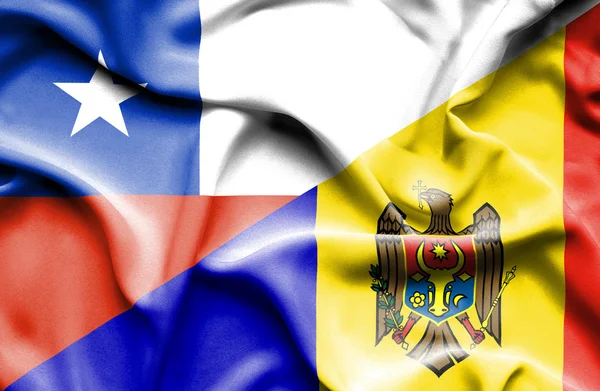 Waving flag of Moldavia and Chile — Stock Photo, Image