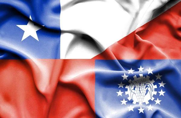 Waving flag of Myanmar and Chile — Stock Photo, Image