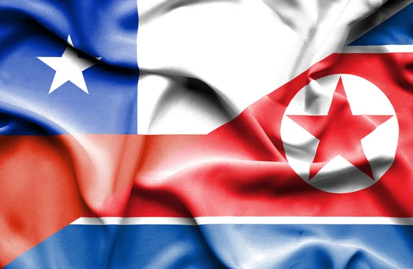 Nordkorea och Chile viftande flagga — Stockfoto