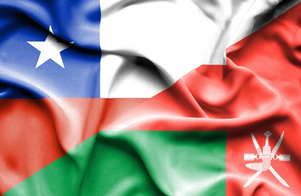 Waving flag of Oman and Chile — Stock Photo, Image