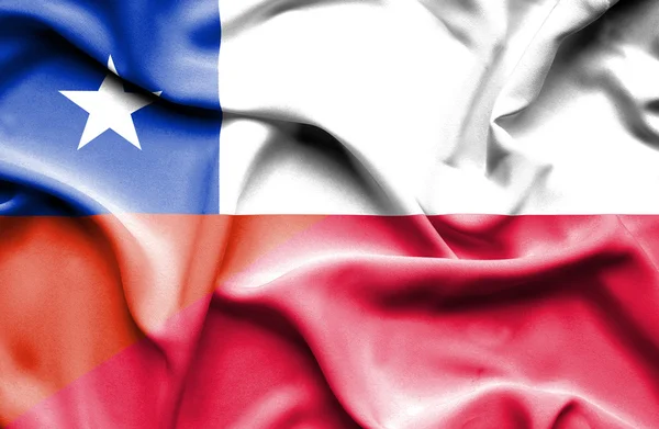 Waving flag of Poland and Chile — Stock Photo, Image