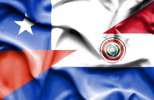 Wapperende vlag van Paraguay en Chili — Stockfoto