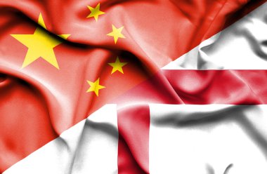 İngiltere ve Çin bayrağı sallayarak