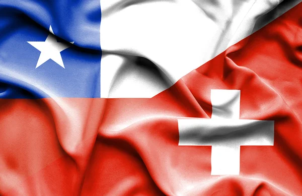 Drapeau de la Suisse et du Chili — Photo