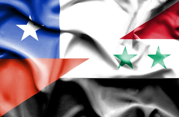 Wapperende vlag van Syrië en Chili — Stockfoto
