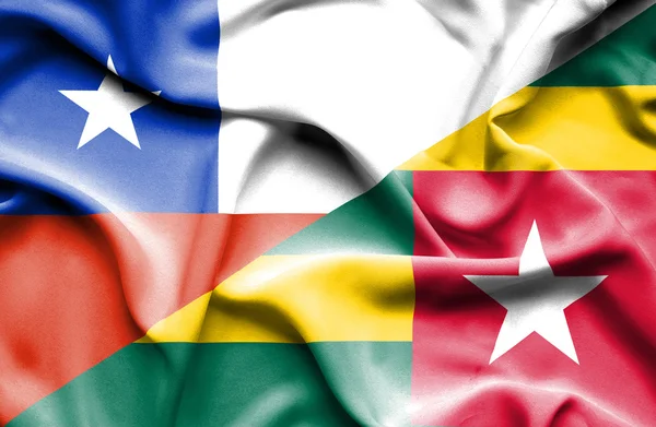 Waving flag of Togo and Chile — Stock Photo, Image