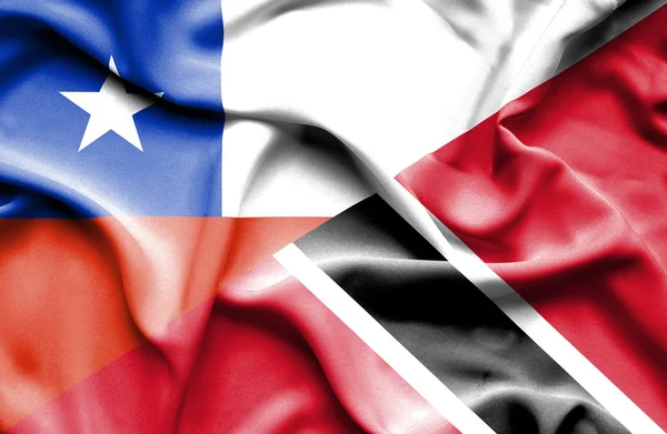 Bandera ondeante de Trinidad y Tobago y Chile — Foto de Stock