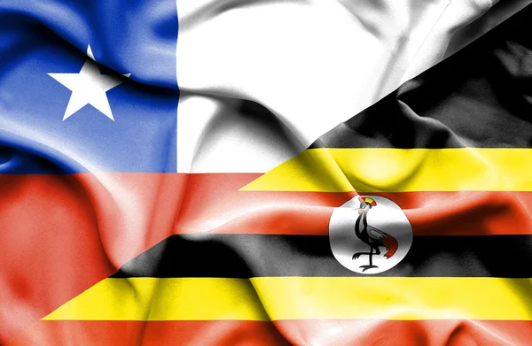 Vink flag Uganda og Chile - Stock-foto