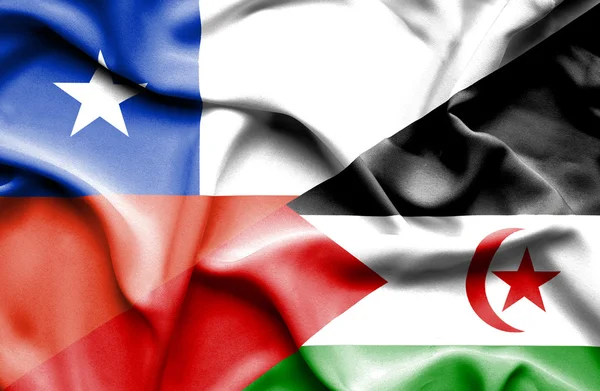 Wapperende vlag van de Westelijke Sahara en Chili — Stockfoto