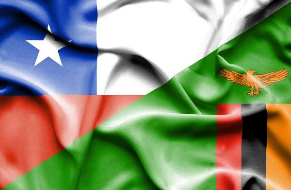 Bandera ondeante de Zimbabwe y Chile — Foto de Stock