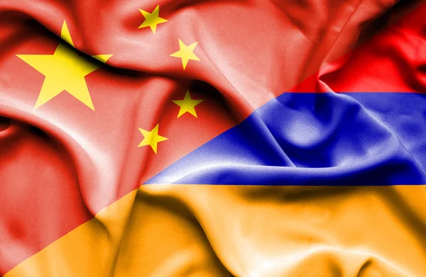 Bandeira acenando da Armênia e China — Fotografia de Stock