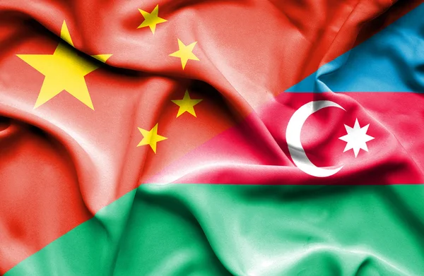 Waving flag of Azerbajan and China — Stock Photo, Image