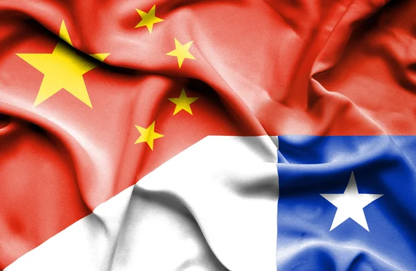 Waving flag of Chile and China — Stock Photo, Image