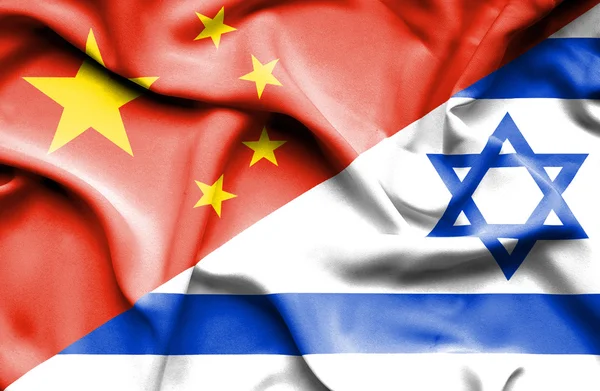 Bandeira acenando de Israel e China — Fotografia de Stock