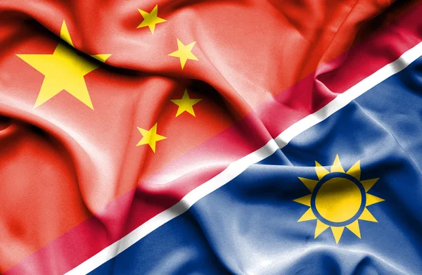 Bandera ondeante de Namibia y China —  Fotos de Stock