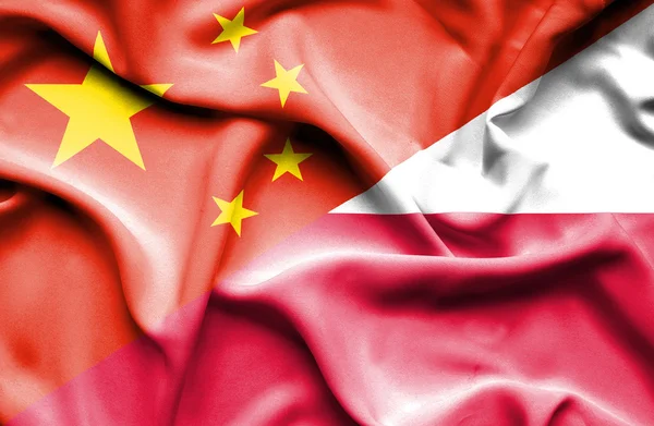 Drapeau de la Pologne et de la Chine — Photo