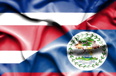Belize ve Kosta Rika Cumhuriyeti bayrağı sallayarak