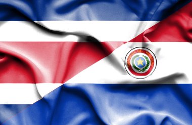 Paraguay ve Kosta Rika Cumhuriyeti bayrağı sallayarak