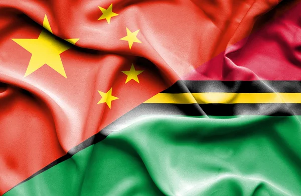 Bandeira acenando de Vanuatu e China — Fotografia de Stock