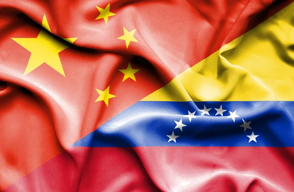 Waving flag of Venezuela and China — Stock Photo, Image