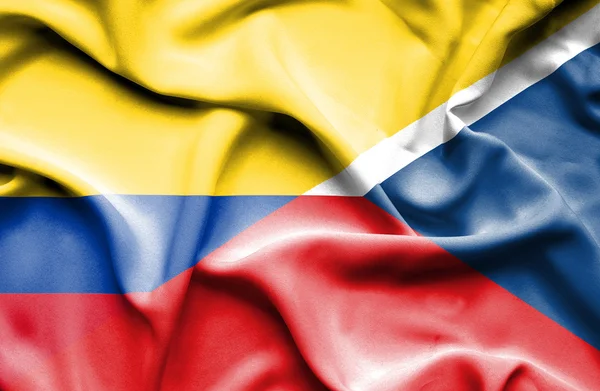 Bandeira de acenar de República Checa e Columbia — Fotografia de Stock