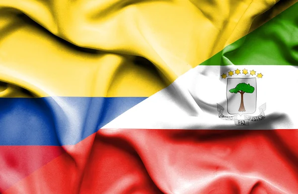 Waving flag of Equatorial Giuinea and Columbia — Stock Photo, Image