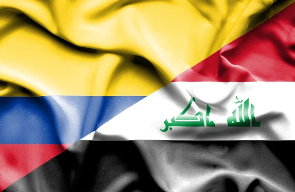 Bandiera sventolante di Iraq e Colombia — Foto Stock
