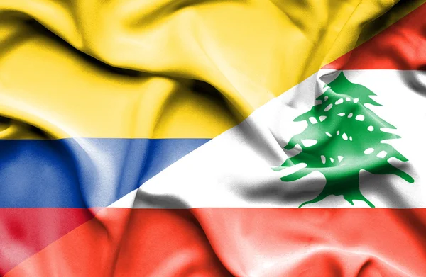 レバノン、コロンビアの旗を振っています。 — ストック写真