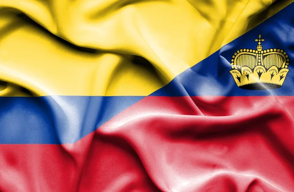 リヒテンシュタインとコロンビアの旗を振っています。 — ストック写真