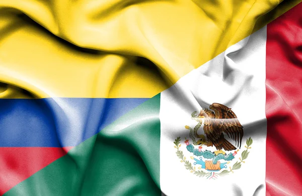 Bandera ondeante de México y Colombia —  Fotos de Stock