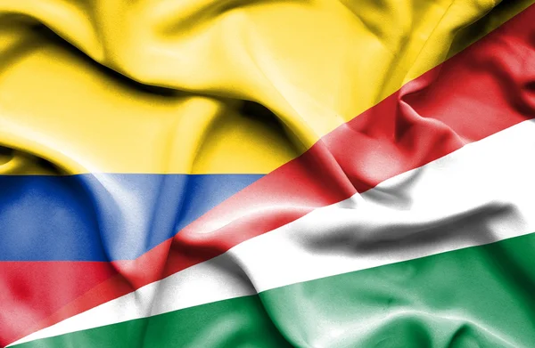 Bandeira acenando de Seychelles e Columbia — Fotografia de Stock